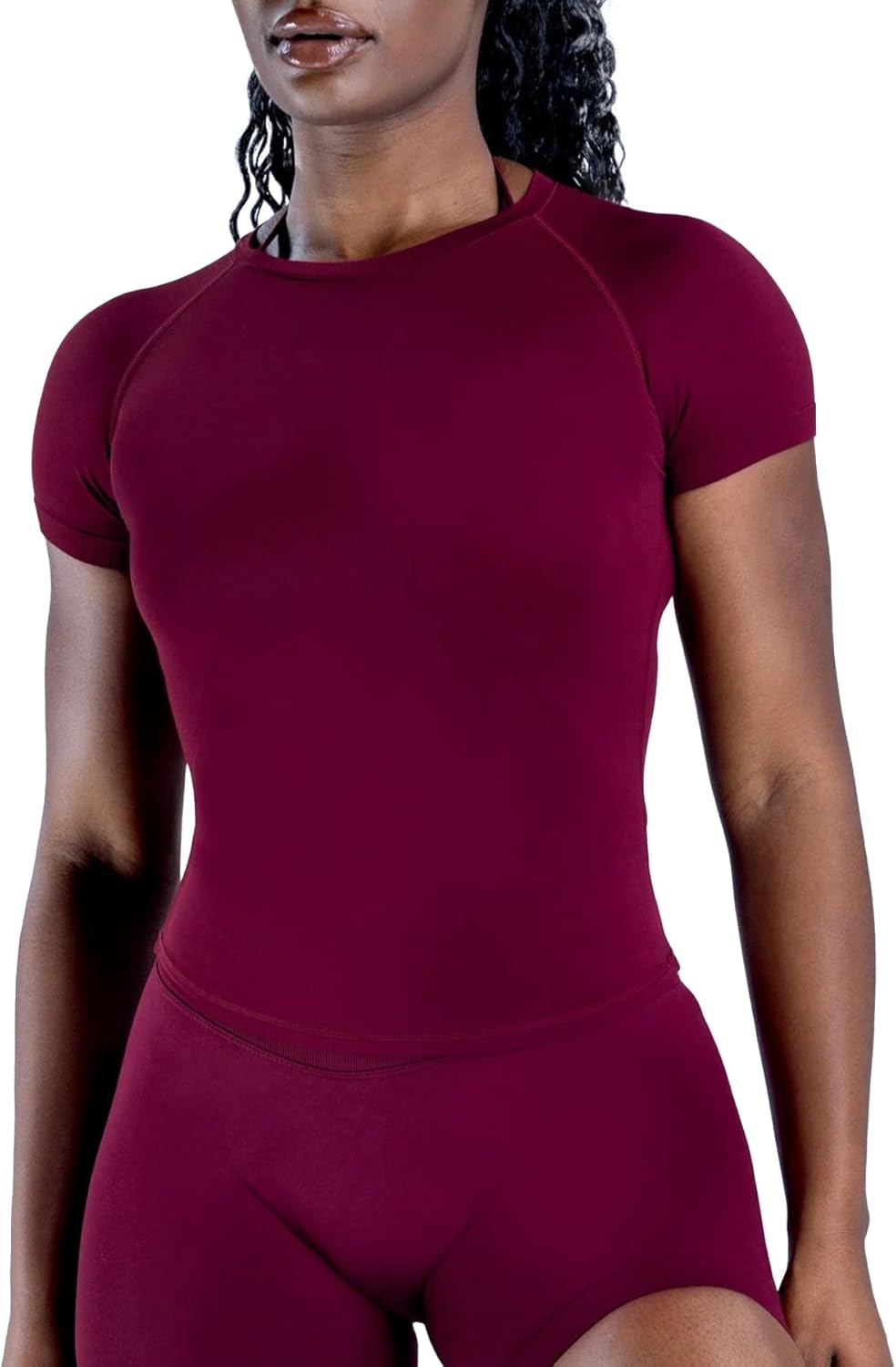 Fitted T-Shirts for Women Gym Compression Shirts Workout Crop Top Tee