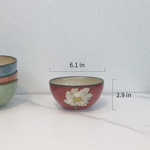 Miniatura 2 de Cuencos de cerámica para cocina, 28 onzas, juego de 4 cuencos  para cereales, ensalada, pasta, sopa, ramen, servir, etc. Apto para lavavajillas,