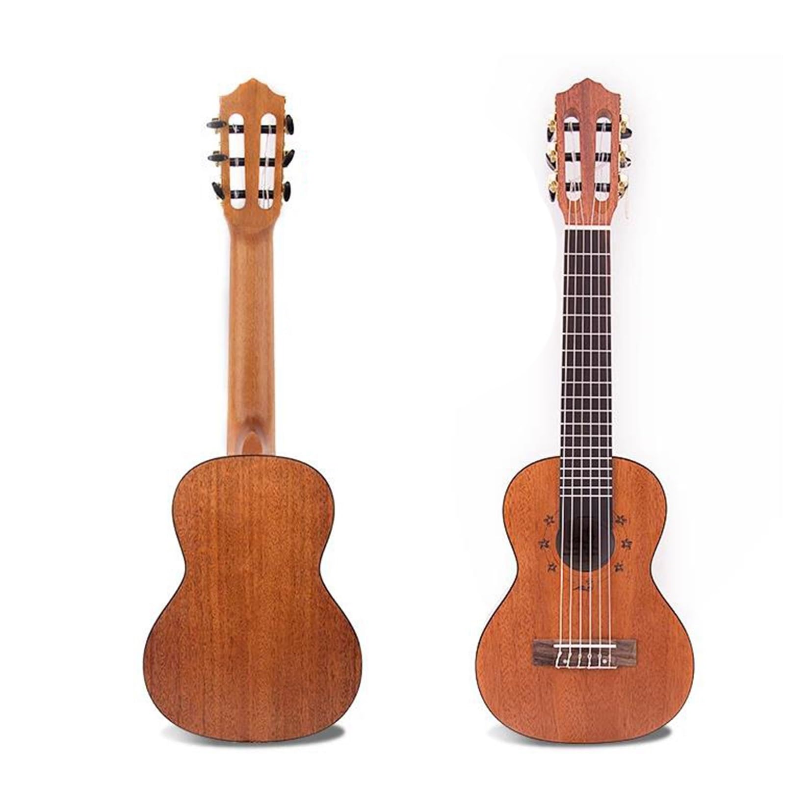 Ukulele 28 "Tutto In Mogano Mini Matte Chitarra Acustica Baritona Elettrica 6 Corde Ukulele Pickup Installati Da Viaggio(B)