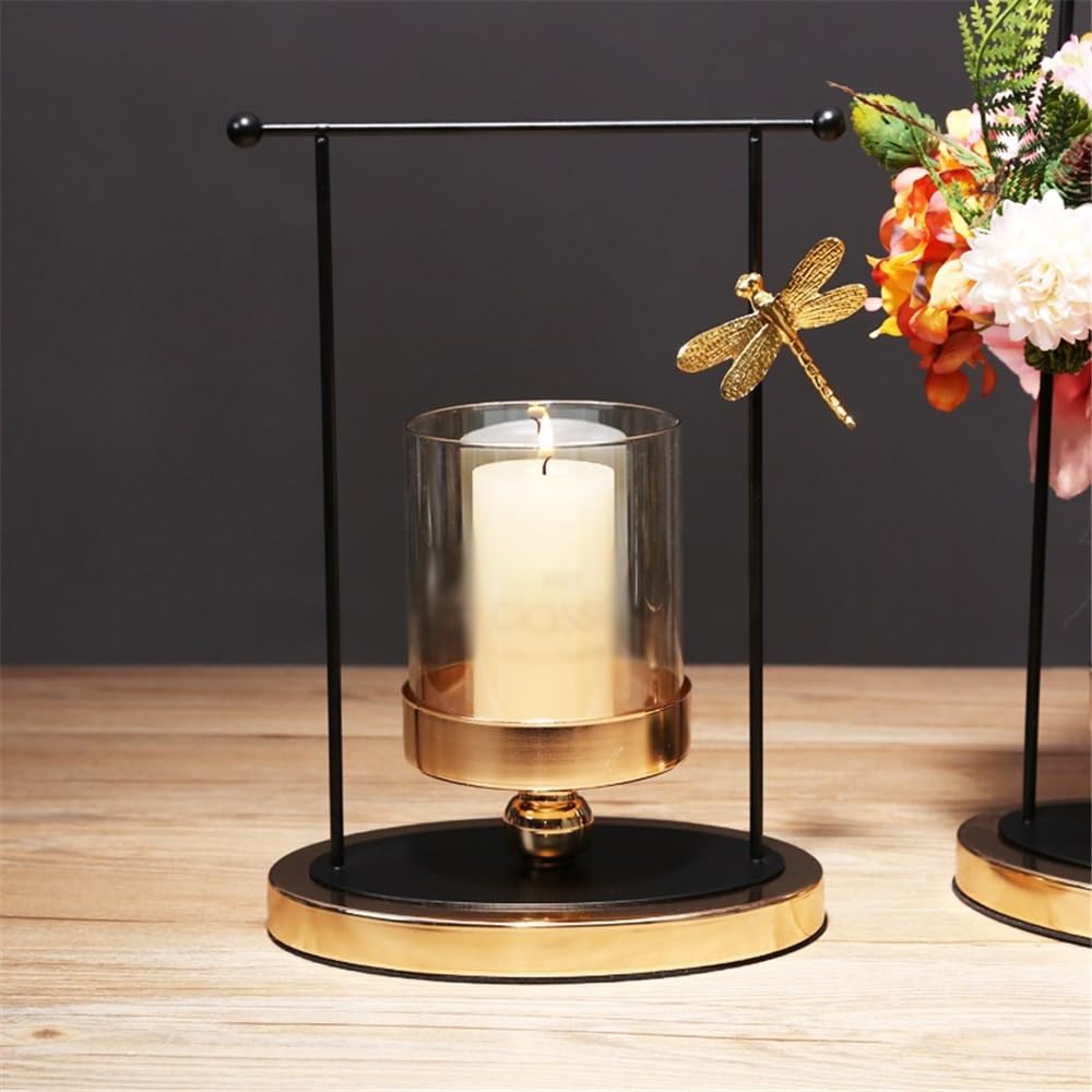 Kandelaber Luxus Glas Kerzenständer Wohnzimmer Esstisch Home Dekoration Metall Kerzenhalter Dekoration(Klein)
