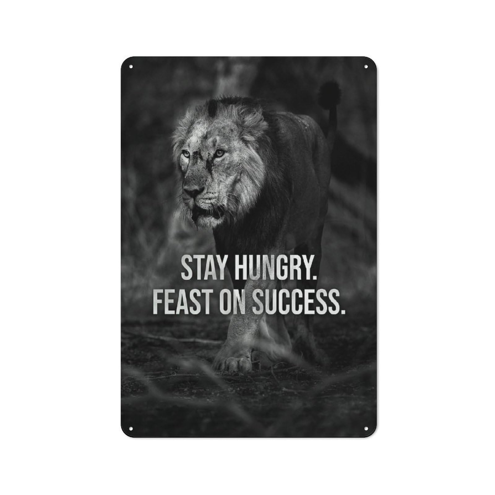 Vintage Hungry Feast On Success Metal Wall Sign 30x20cm, Shed Wall Plaque for Garage, Workshop, Shed Or Utility Room