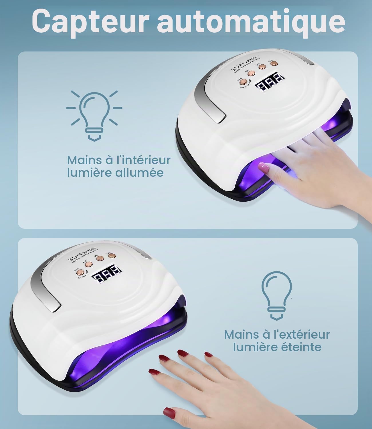 Lampe LED Ongles Gel, 380W Professionnel UV Sèche Automatique machine, 81 Lumières Séchage Rapide, Grand LCD Ecran, 4 Minuteries 10s/30s/60s/99s pour Vernis Semi Permanent, pour Salon Maison