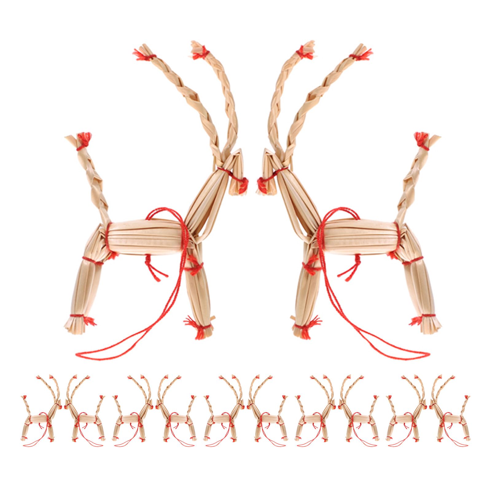 Décorations de Noël en paille naturelle : 12 rennes 3D artisanaux