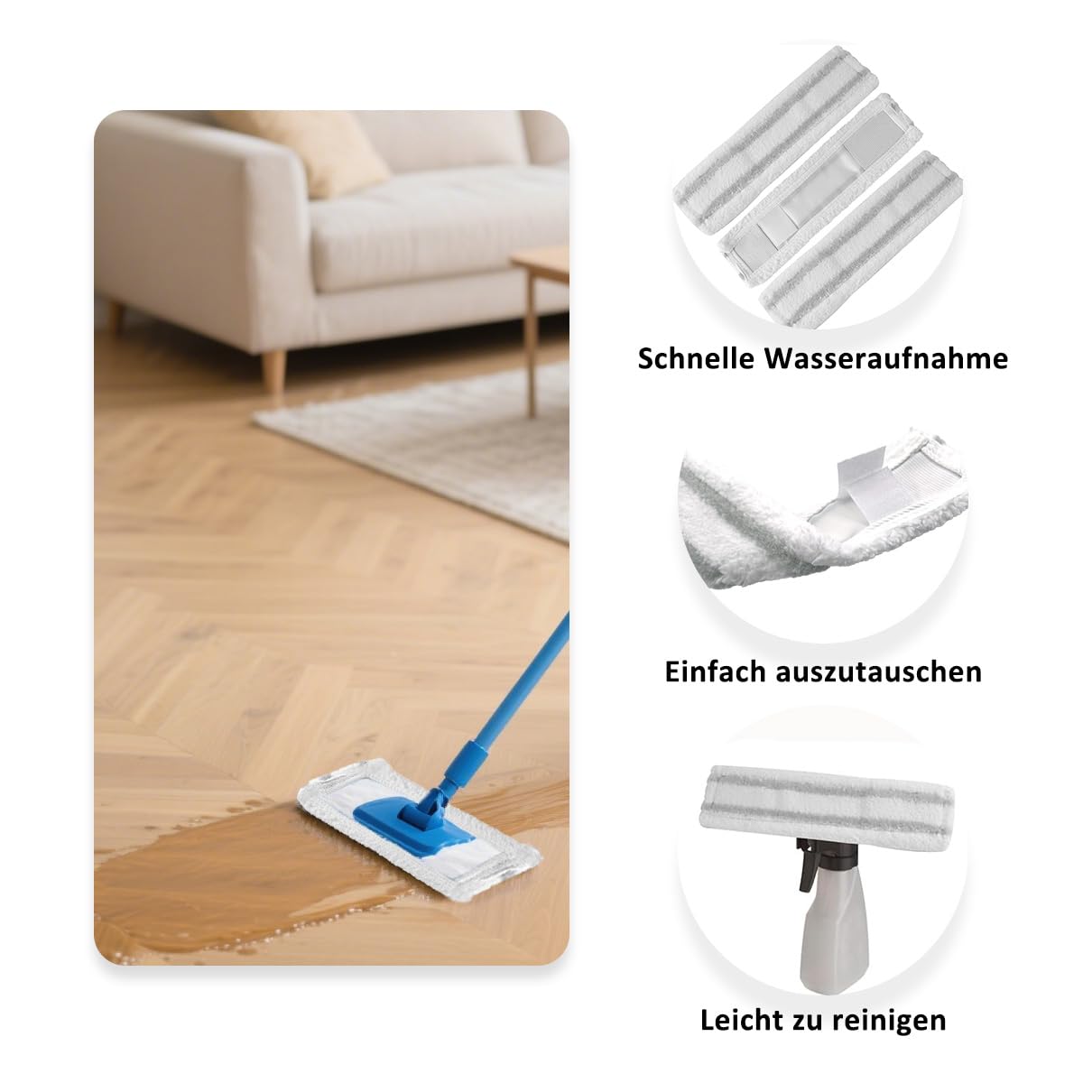 Lot de 3 serpillères de rechange en microfibre - Compatibles avec Karcher WV5 WV2 WV1, pour nettoyeur de fenêtre Kärcher - Pièces de rechange pour nettoyer efficacement la saleté