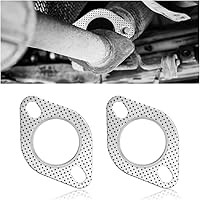Salior 2PCS 2.25" 2-Bolt Exhaust Flange Gaskets - High-Temp Graphite Iron Manifold Seals, 1000°C Resistant for Cars