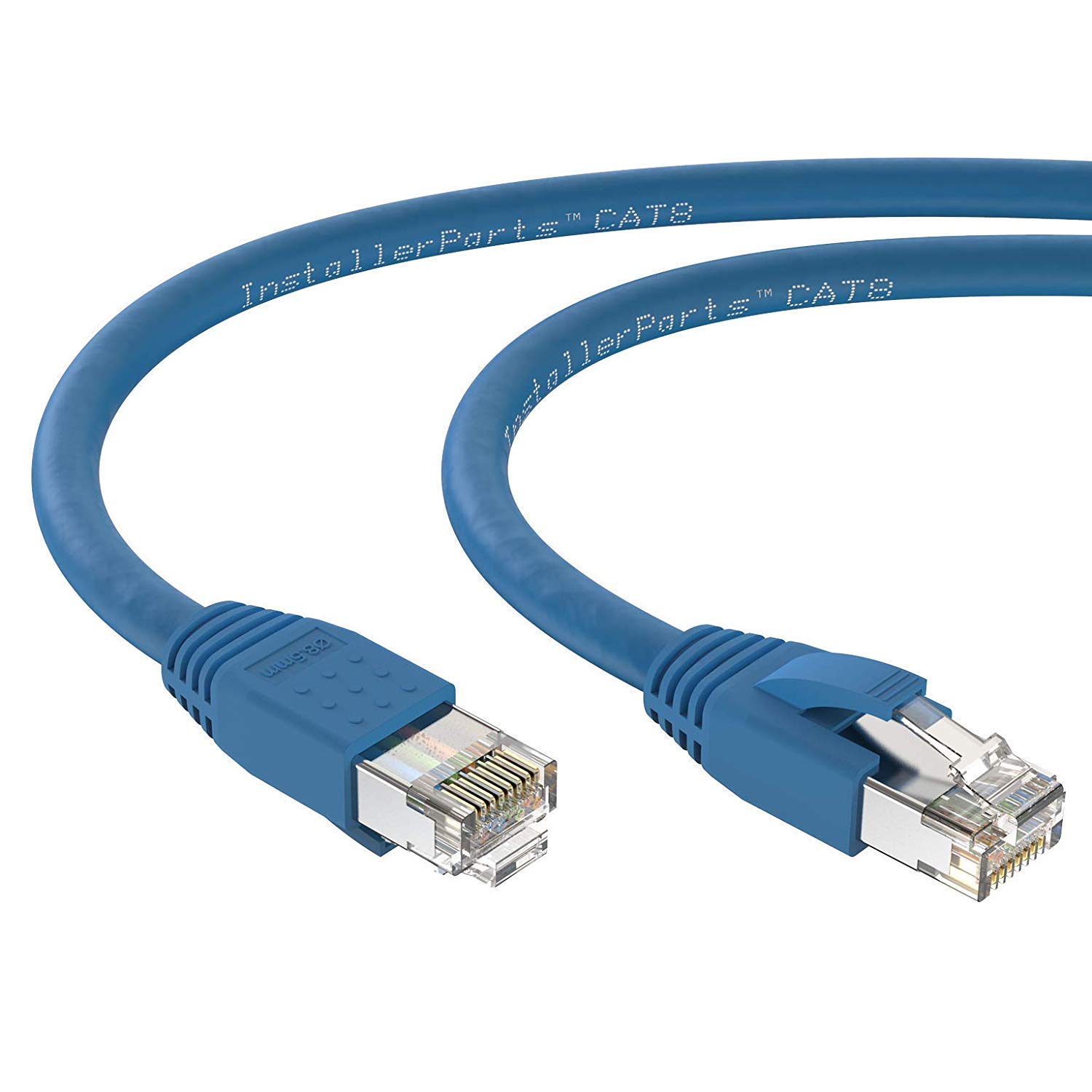InstallerParts Câble Ethernet Cat8 Professional Series – 40 Gigabit/sec Network/câble Internet haut débit pour routeur, modem, jeux/2000 MHz, 24 AWG 15 Feet (10 Pack) bleu