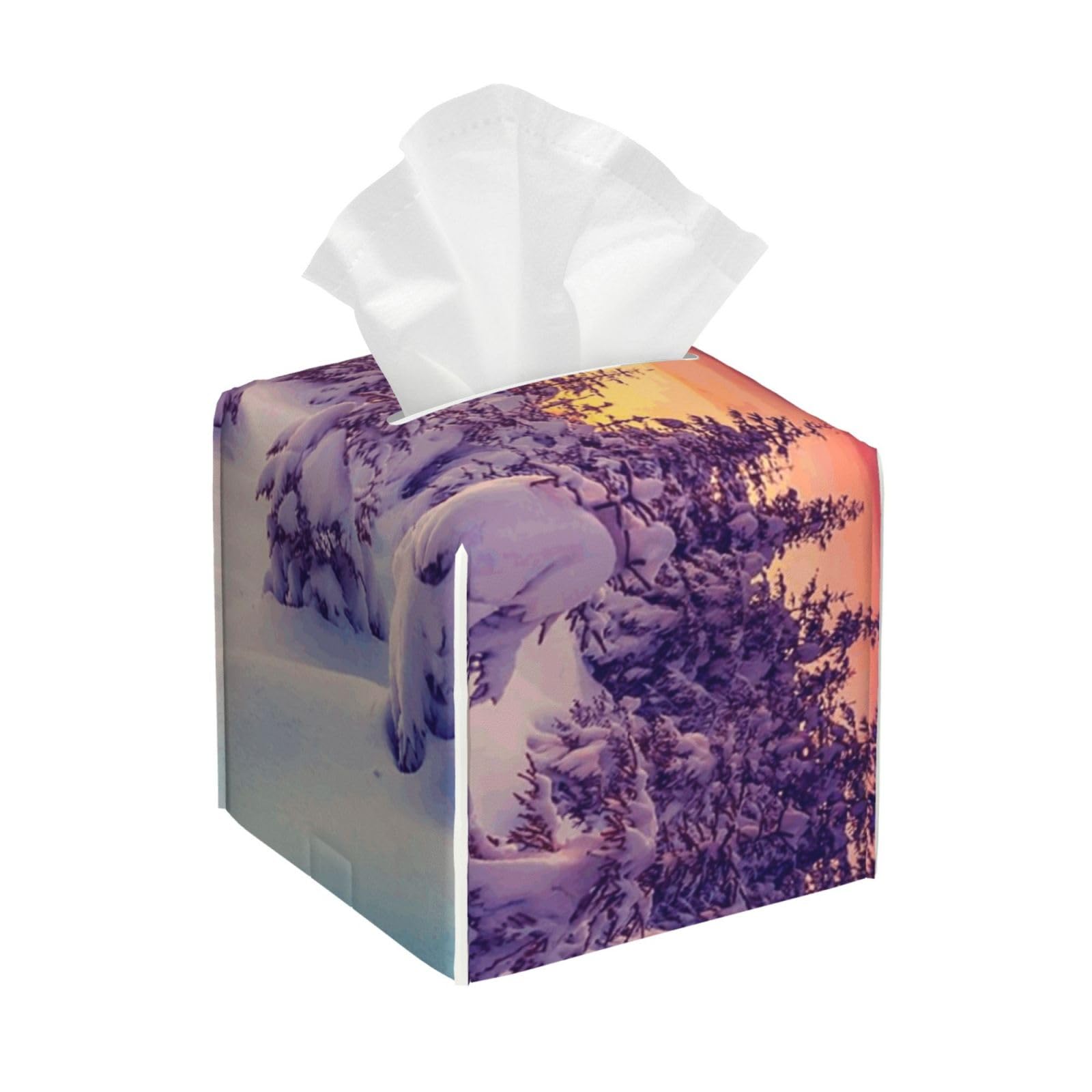Fantastic Evening Landscape Glowing By Sunlight PVC Cube Tissue Pack for Home Office Bathroom Use