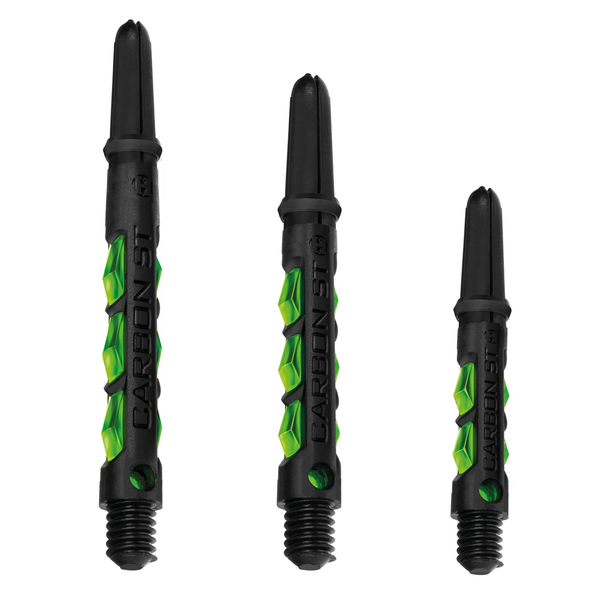 Harrows Dart Shafts Carbon ST Stems with Pyramid Rings, Short, Green