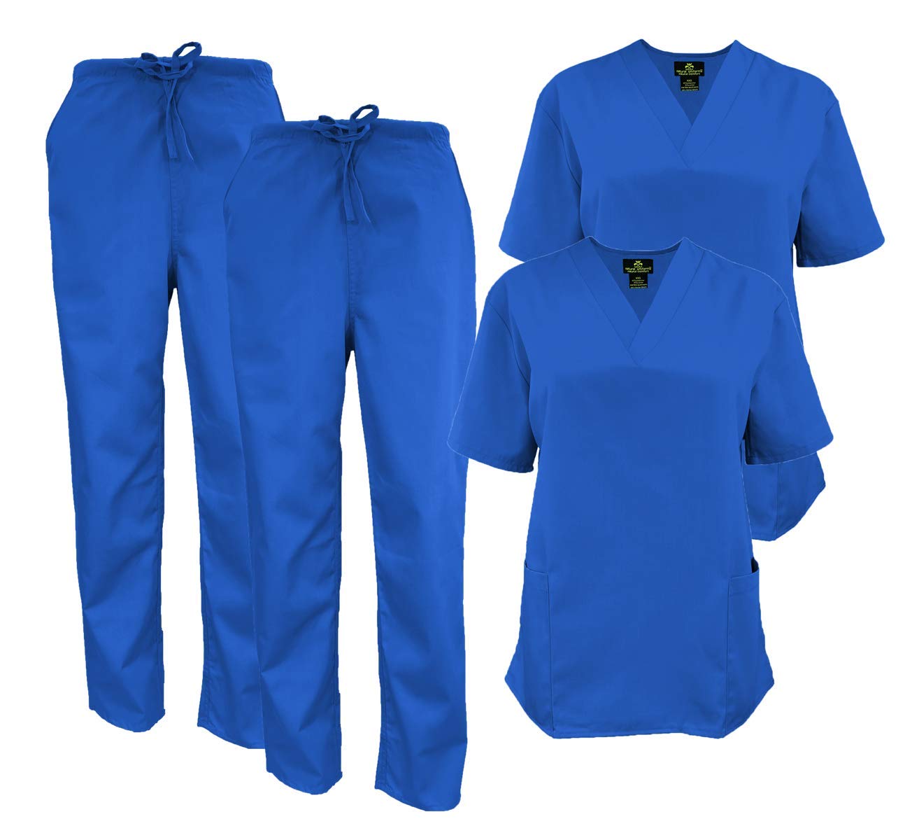 M&M SCRUBS Men's Scrub Set Medical Scrub Tops and Pants - Pack of 2 Set (True Royal Blue, Medium)