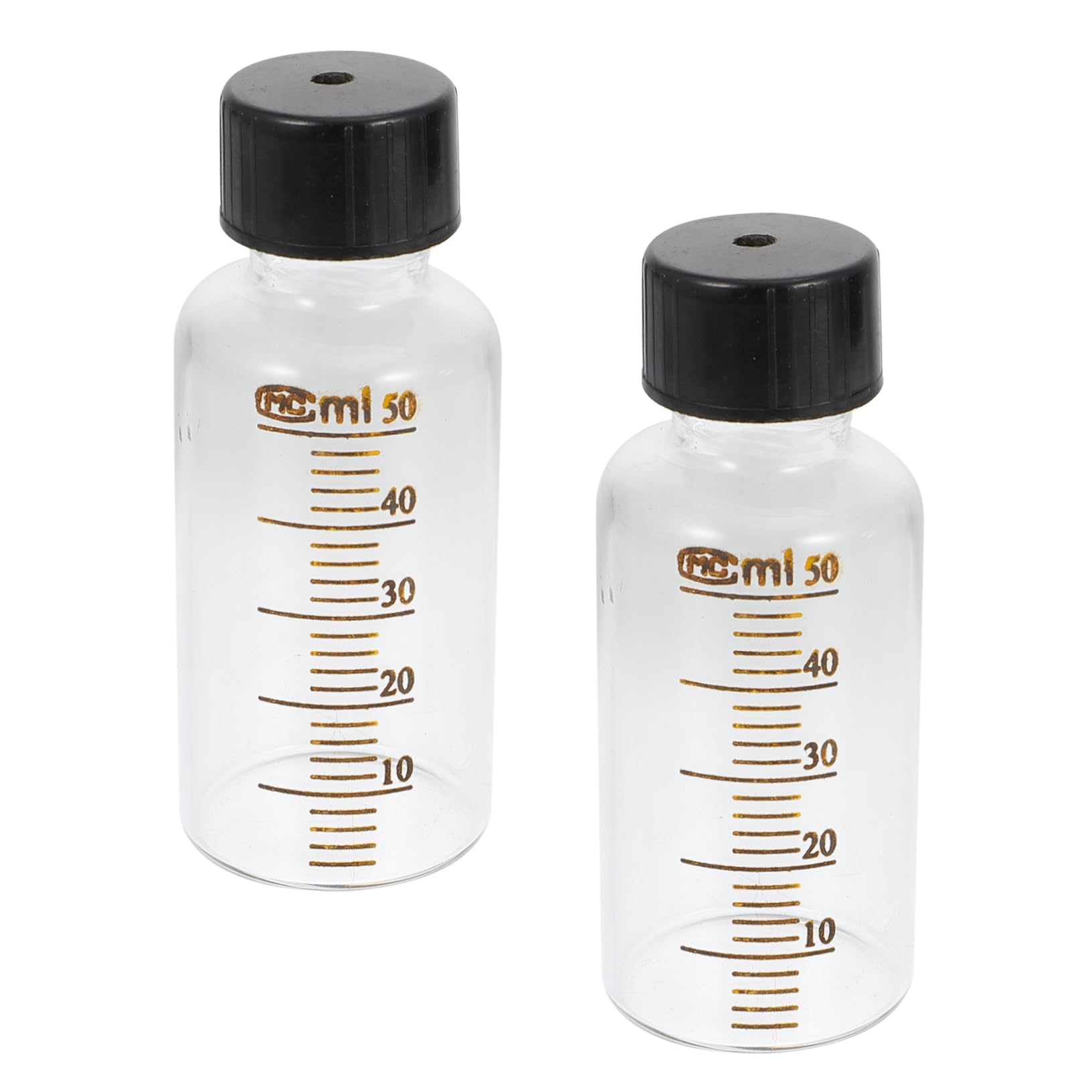 SOLUSTRE 2pcs 50ml Glass Headspace Bottles Screw Caps Leak-proof Liquid Sample Vials for Labs