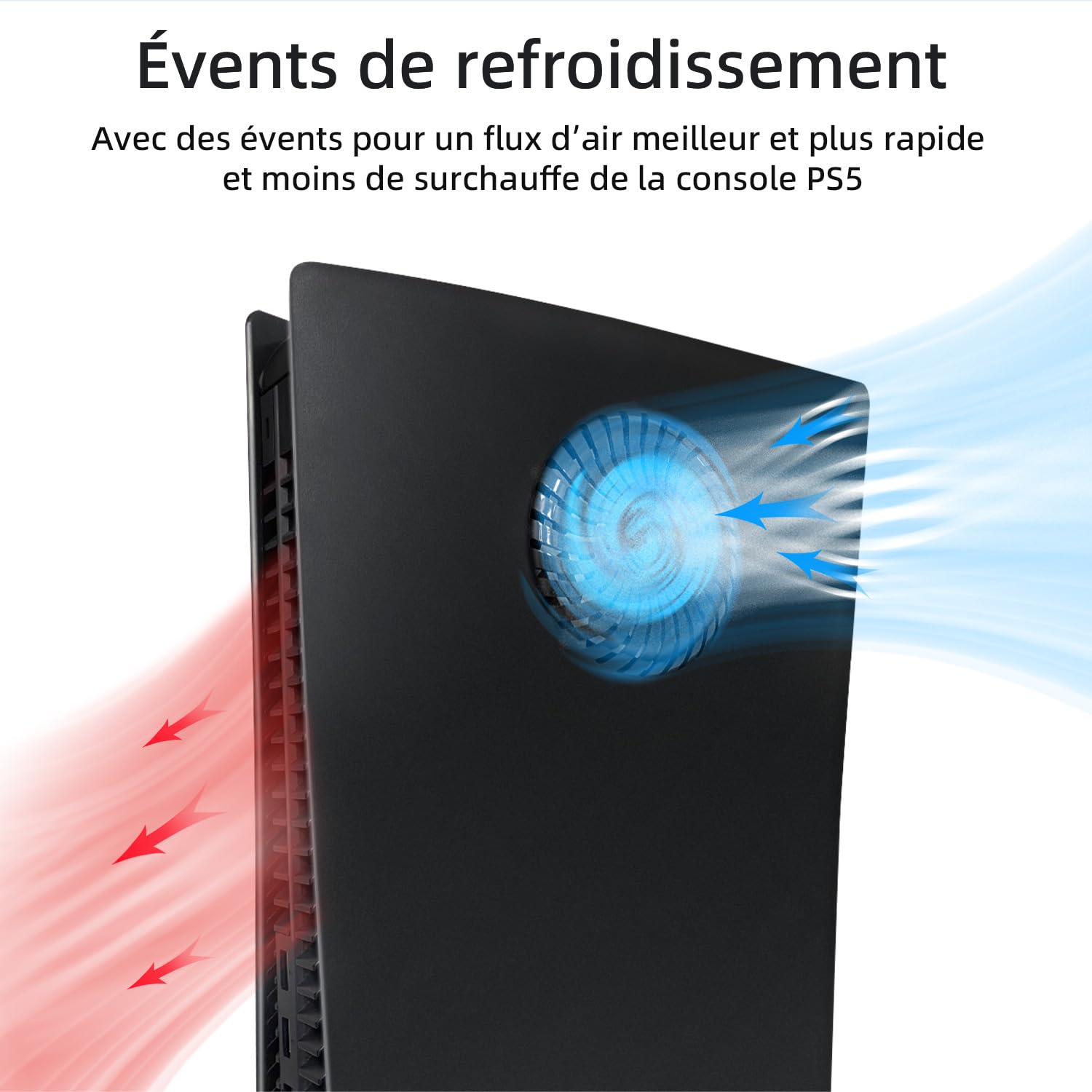 Mcbazel PS5 Console Faceplate Cover avec Refroidissement Air Slots Façade de Remplacement pour PS5 Digital Edition Console Anti Scratchproof Dustproof PS5 Plates – Noir(Pas pour PS5 Slim)