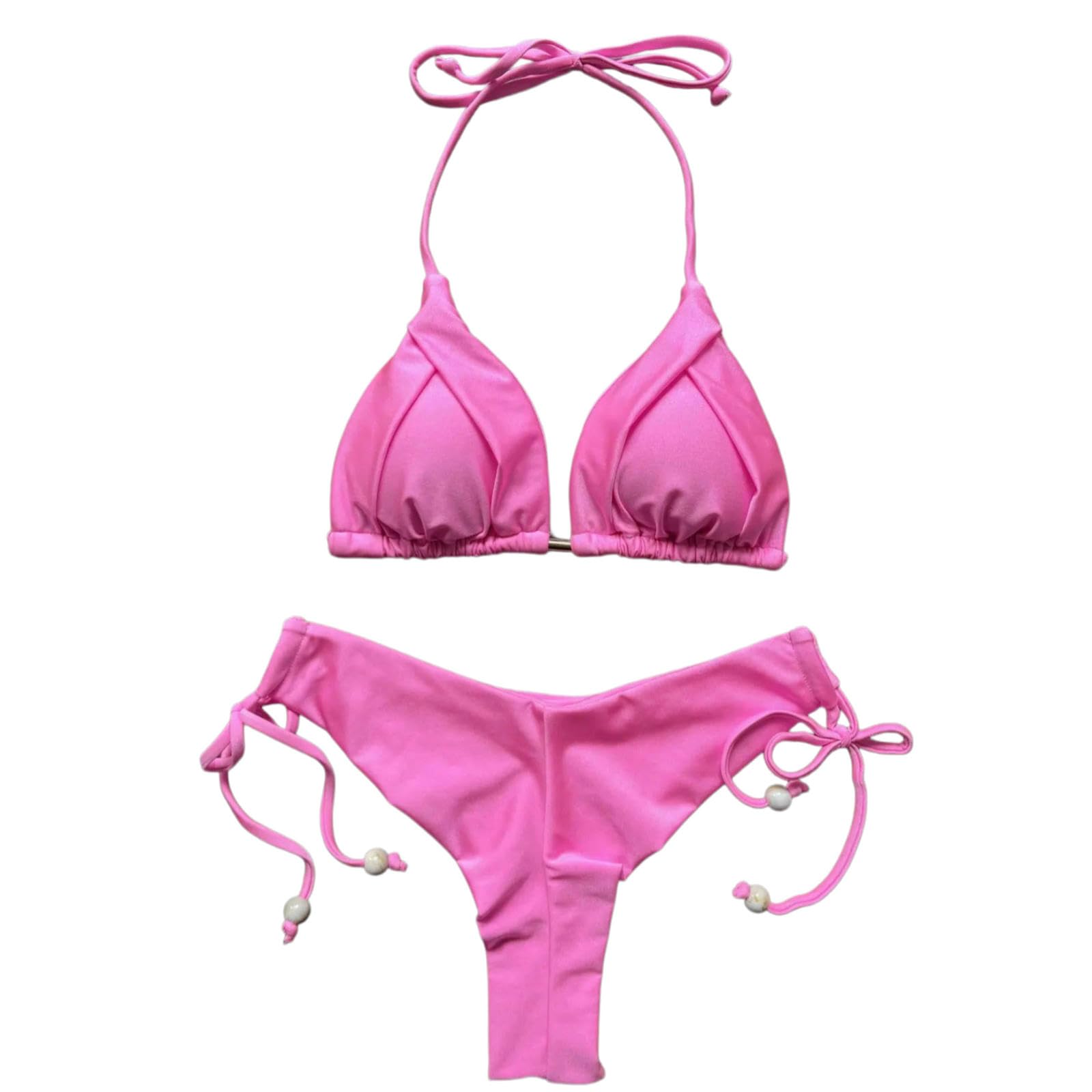 Bikini perlé en Nylon Terre Cuite | Terracotta S/M/L Vacances à la plage et à la piscine : Bikini(Cs13,M)