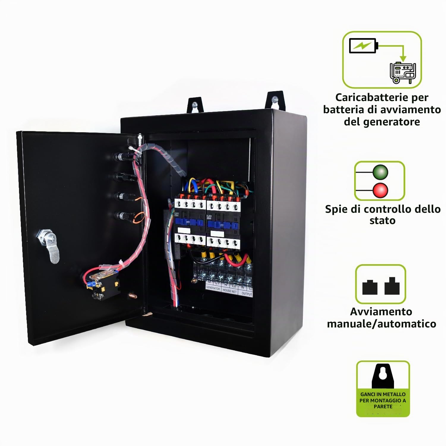 Tecnoware Power Systems - ATS per Generatore 4200VA-9200VA, Avvio Automatico/Manuale, Indicatori Stato Funzionamento, Carica Batterie Integrato, Controllo Rete Elettrica