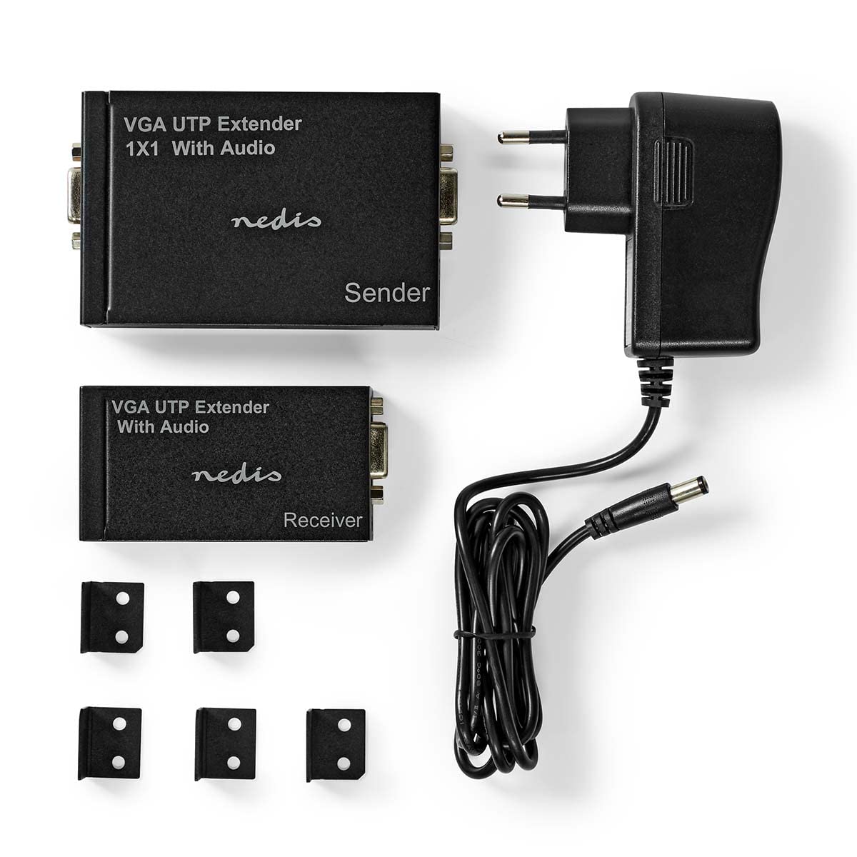 Nedis CREP5930BK extender VGA e audio | Fino a 300 m | tramite cat. 5e Cat. 6 | Trasmettitore e ricevitore