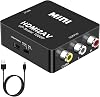 DIGITNOW HDMI to RCA, DIGITNOW 1080P Mini HDMI to Analogue AV 3RCA CVBS Composite HD Video Audio Converter Adpter Supports PALNTSC for PC Laptop PS4 PS3 Xbox Blue-Ray HDTV Camera DVD