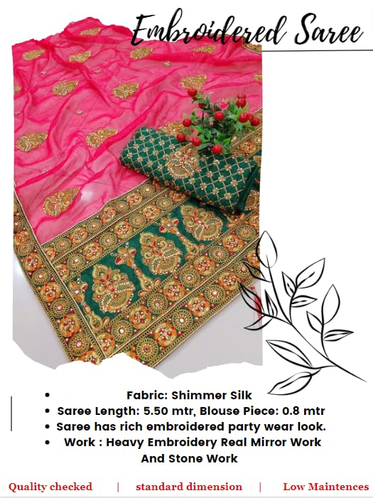 Image of Women's Bollywood Heavy Sequins Embroidery Work Georgette Saree with Unstitched Blouse