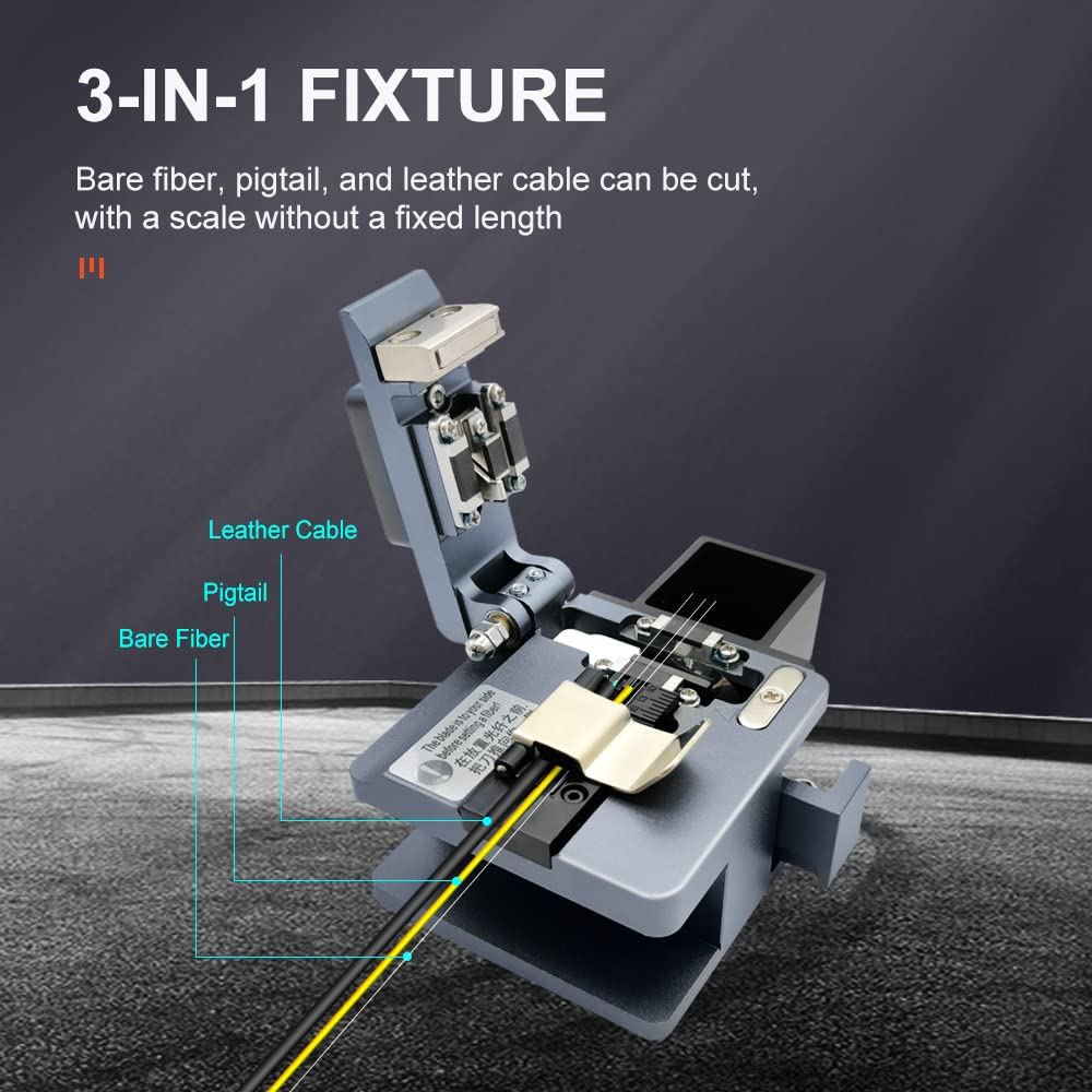 TM20 Fiber Cleaver Taglierina Fibra Ottica con 24 Punti di Cleaving da Precisione CNC Machining, Mannaia Fibra Ottica con Supporto per Fibra 3 in 1 e Materiale in Alluminio Aeronautico