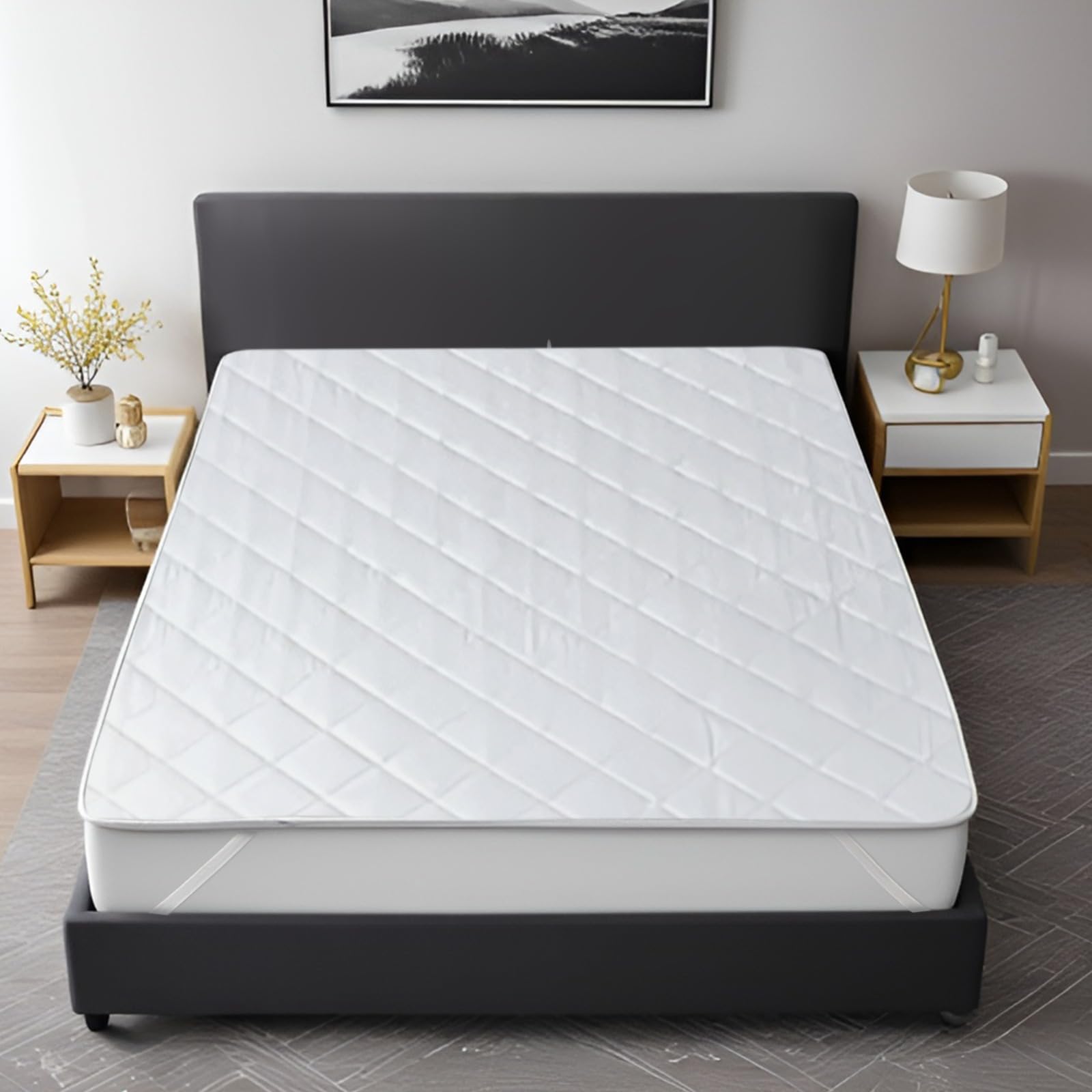 Sponsored Ad – Regency Klub Hotel Linen 144 Thread Count Poly Cotton Quilted Mattress Protector for Single Bed - Size: 90 x 190 cm - Elegant Diamond Quilt Design for Enhanced Comfort and Protection