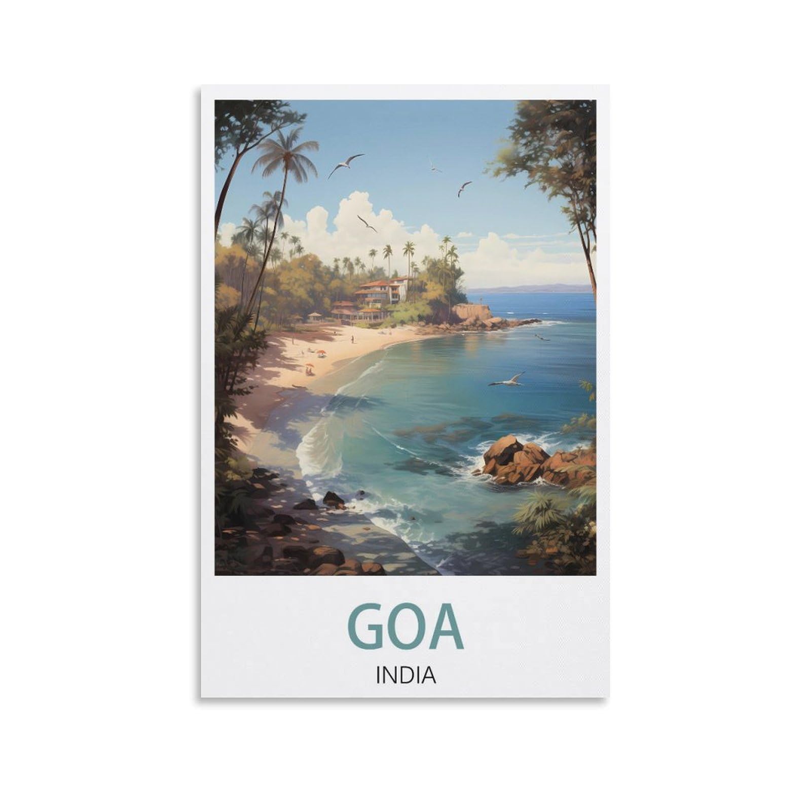 Orbana Unframe-Style Goa India Vintage Travel Posters Landscape 24X36inch(60X90cm) Canvas Print For Living Room, Bedroom, Dorm, Home, Office Wall Decoration