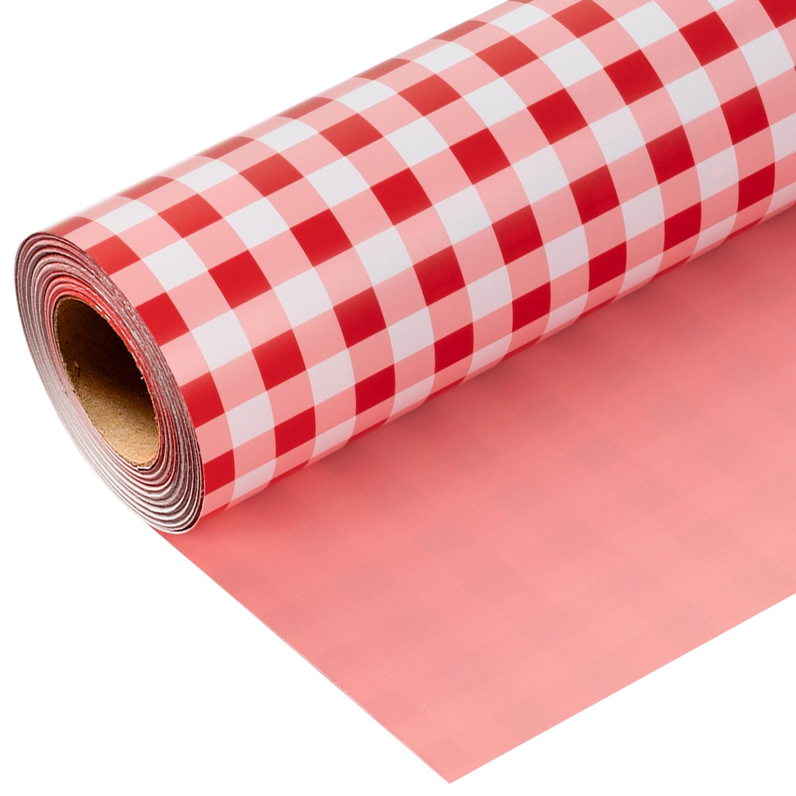 Wikadlik Rote Karierte Geschenkpapierrolle - 43cm x 10m Kariertes Design Geschenkpapier für Geburtstag, Valentinstag, Muttertag, Vatertag, Hochzeit, Abschluss, Weihnachten
