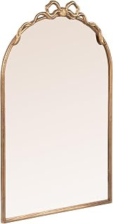 Creative Co-Op Arched Gold Iron Mirror with Decorative Bow