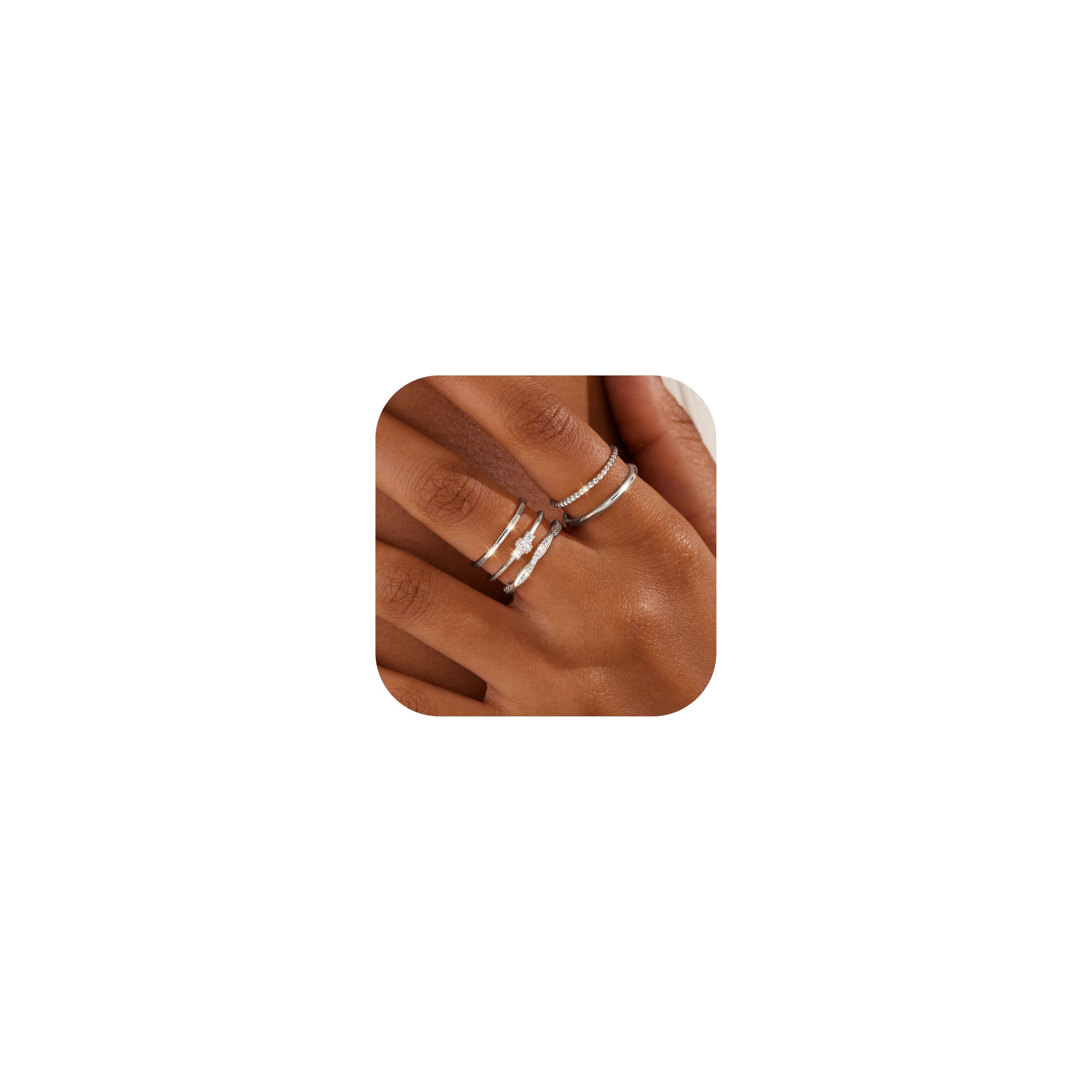 14K Gold Plated Stackable Rings for Women Non Tarnish Cubic Zirconia Band Rings Set Dainty Trendy Statement Engagement Promise Stacking Ring Size 5-10