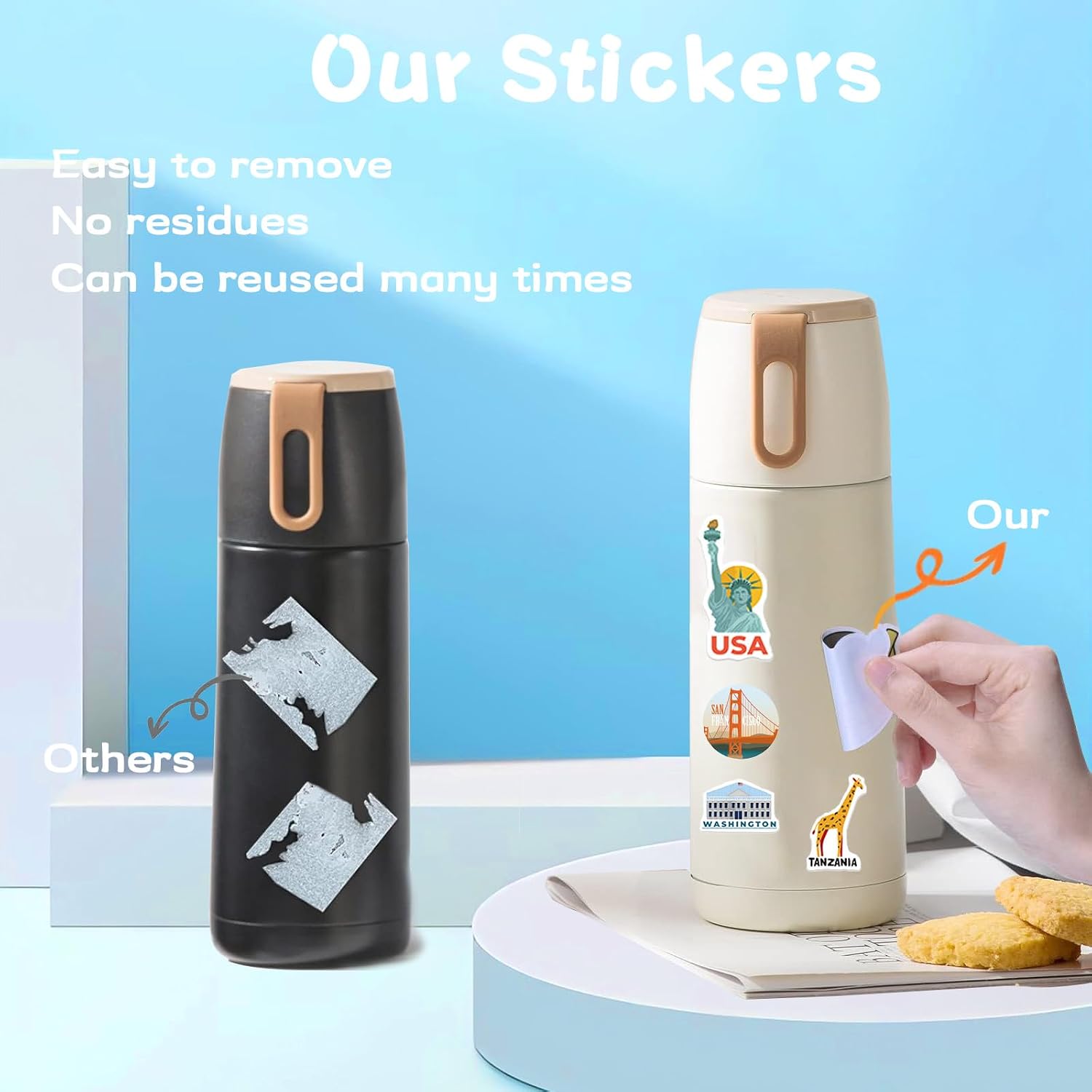 100 Pcs World Travel Stickers Set Cityscape Aesthetic Travel Map Sticker Vinyl Waterproof Stickrs for Water Bottles Laptops Bike Car Motorcycle Skateboard image 3