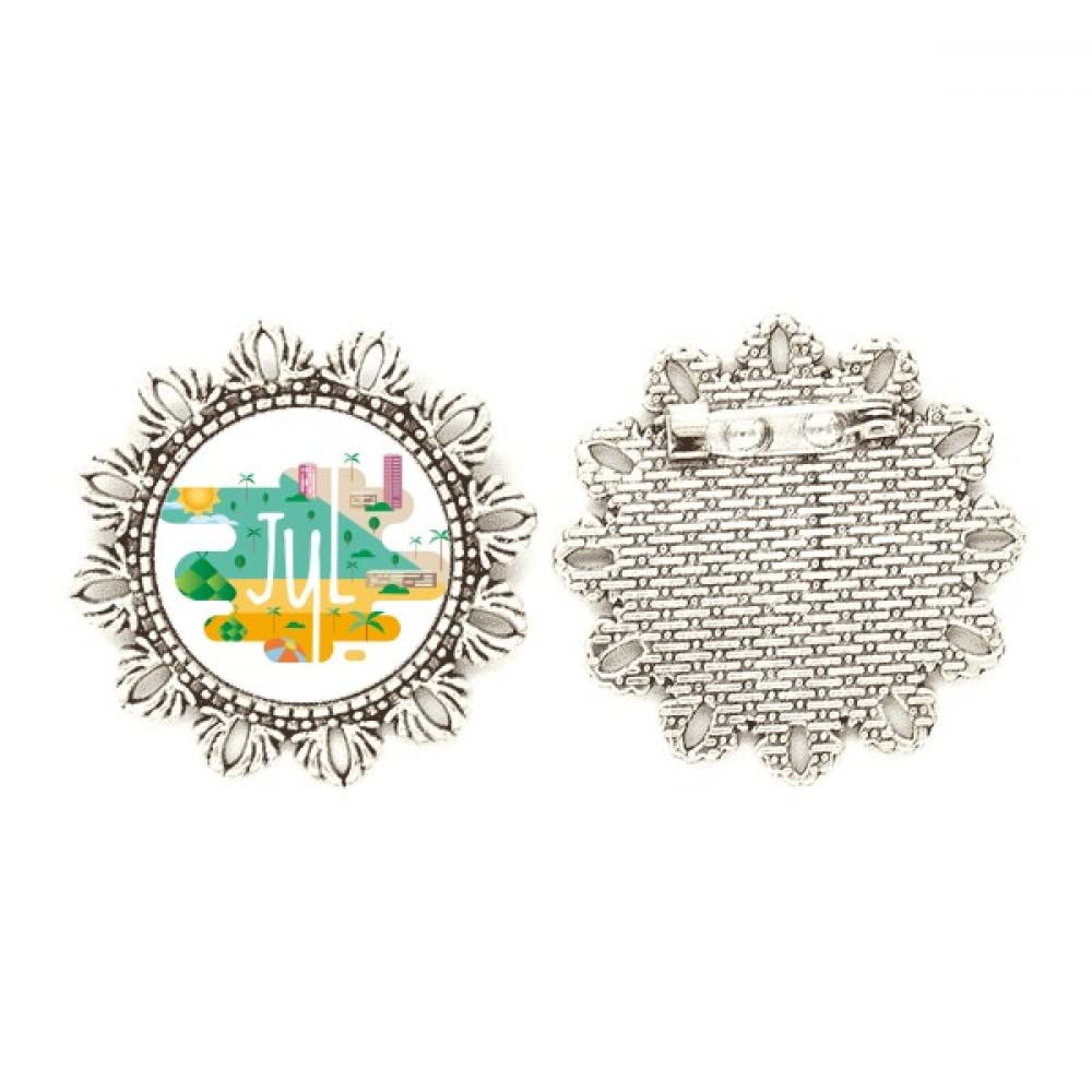 Broche de plata con flor de julio mediano para solapa y chal 4