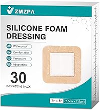 Silicone Foam Dressing 3x3 Gentle Border, Waterproof Silicone Bandages for Wounds Care, Bed Sore Patches, Super Absorbent Wound Dressing, Self Adhesive Pressure Sore Pads (30)