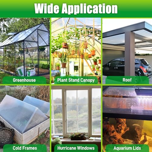 Sinimaka YT-US-GREENHOUSE-6MM-4*2FT-8PACK 8 Pack Polycarbonate Greenhouse Panels, 4' X 2' X 0.24'' Twin-Wall Polycarbonate Sheets, All Weather Clear Roof Panels Greenhouse Replacement Panels thumb #5