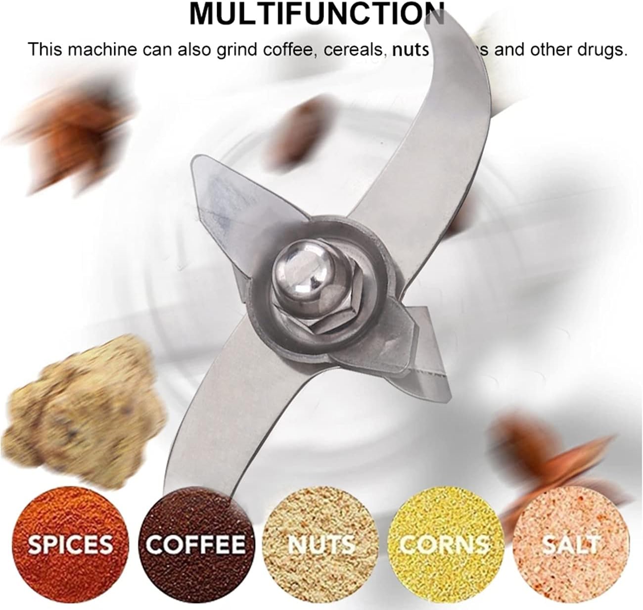 Samger 700g Electric Grain Mill Grinder, 1800W 110V Copper Motor Swing Type Commercial Grinders, High Speed 28000RPM Superfine Grinding Machine Pulverizer for Dry Cereals Corn Pepper Coffee