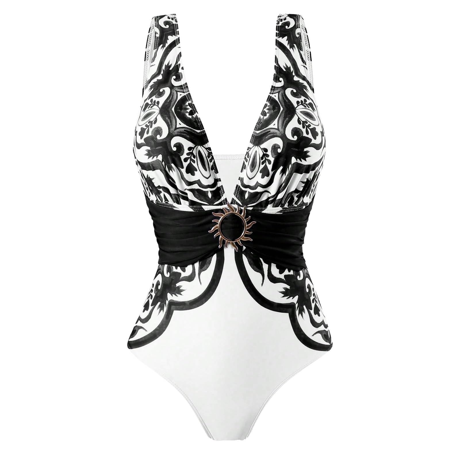 Traje de baño de Verano para Mujer con Cuello Cuadrado y Estampado Floral, cómodo y elástico.#A
