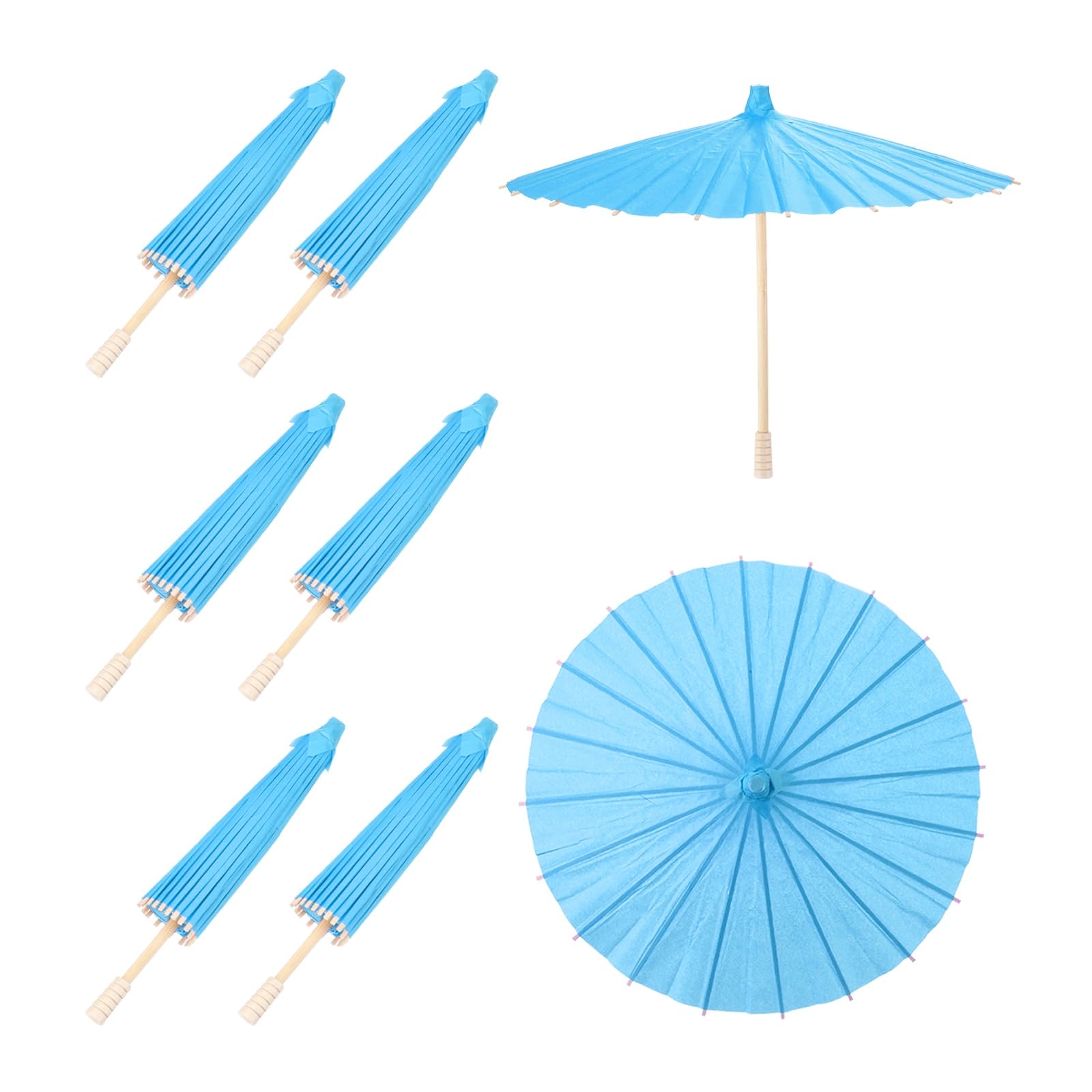 sourcing map 6 Pcs Paper Umbrellas,12" Paper Parasol Umbrella DIY Oiled Painting Umbrellas for Photography Props Craft Party Wedding Decoration,Blue