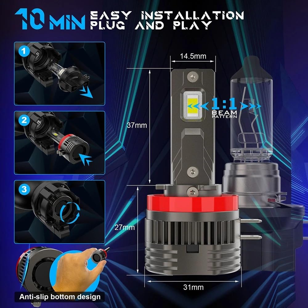 Żarówki halogenowe H11B Żarówka LED Wentylator chłodzący Światło przeciwmgielne LED świateł drogowych/mijania