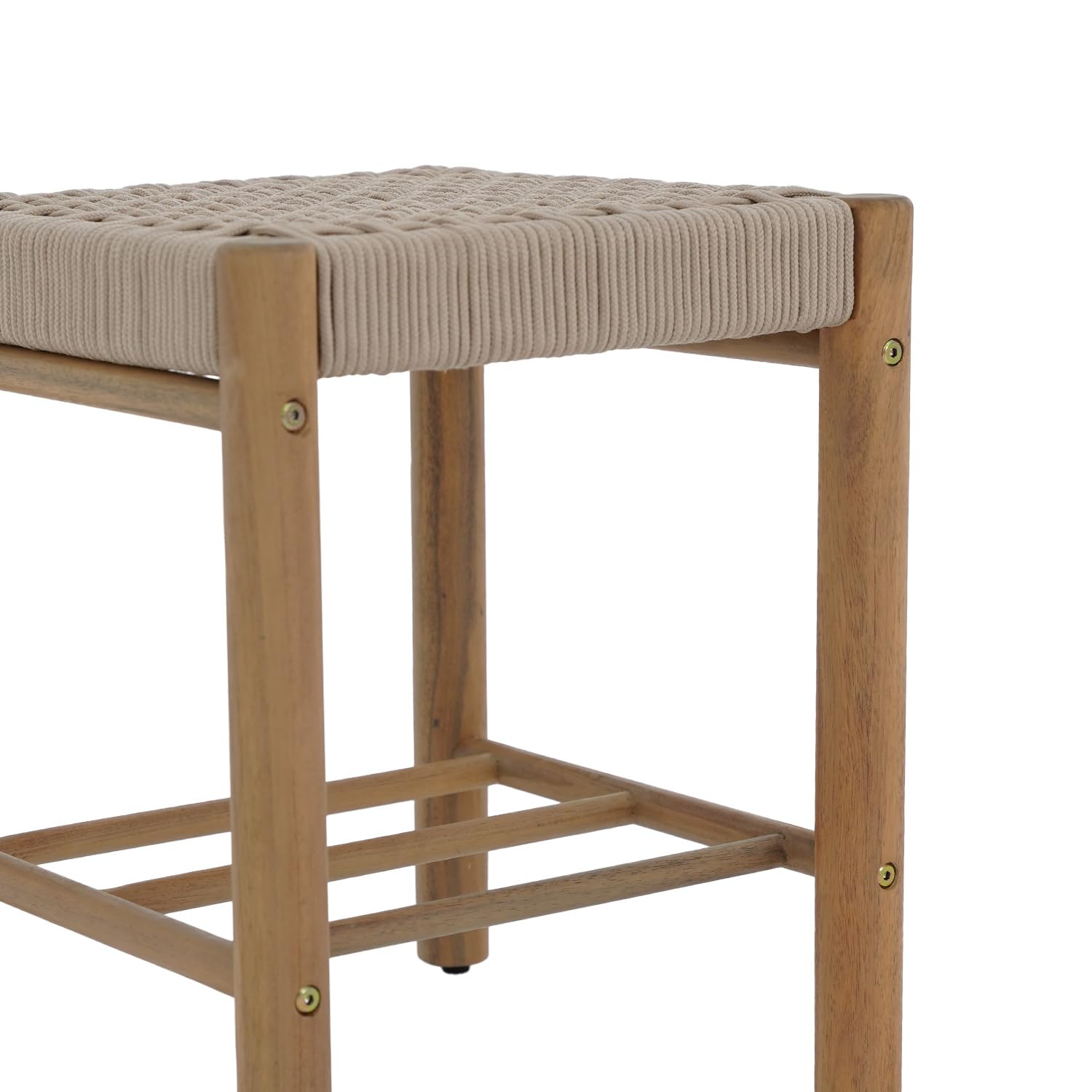 BAÏTA Tabouret intérieur et extérieur AVI en Bois d'acacia et Corde Beige
