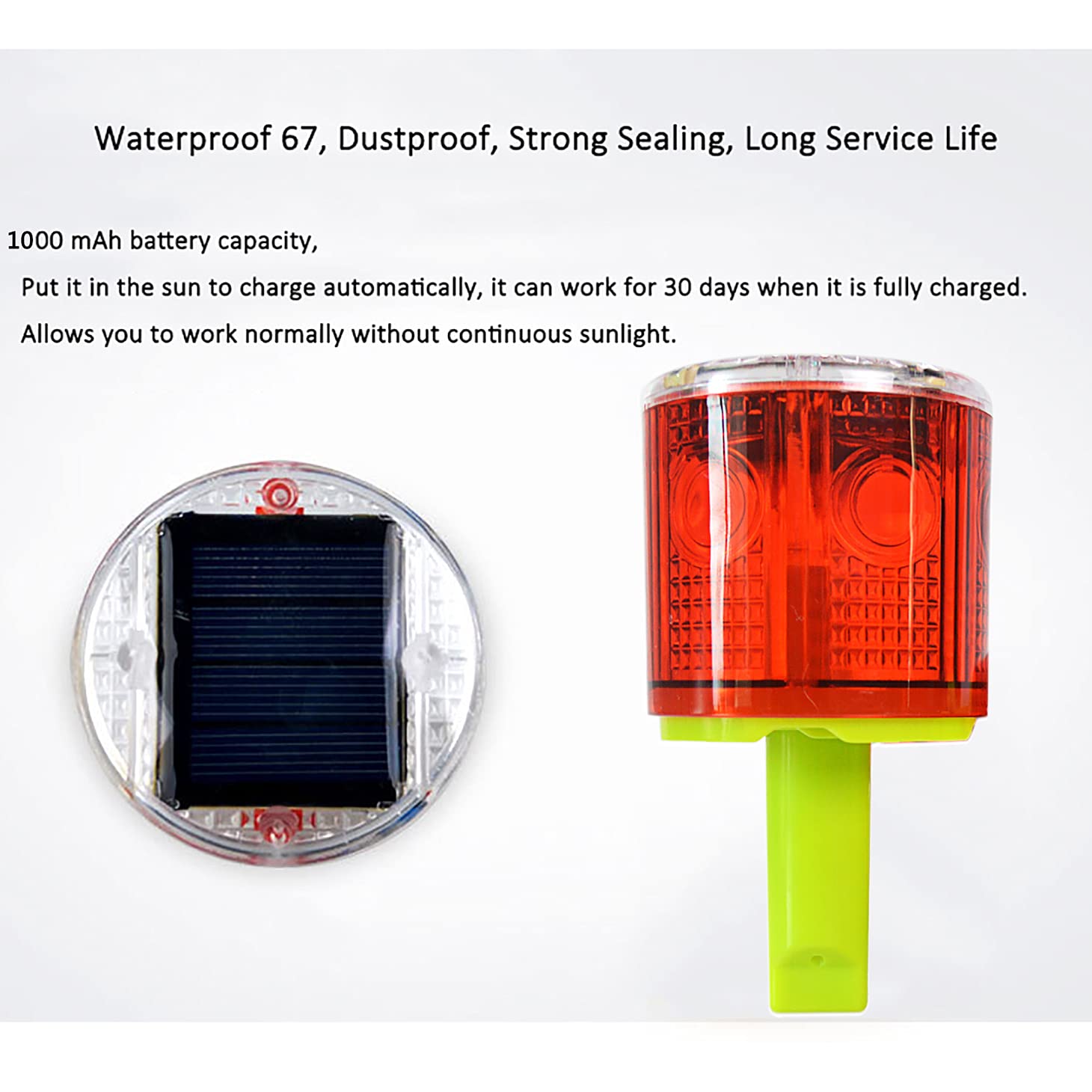 Luz solar estroboscópica de advertencia: IP54 impermeable intermitente luz de seguridad LED de alto brillo lámpara de advertencia señal de tráfico para construcción, fábrica, señal de tráfico de