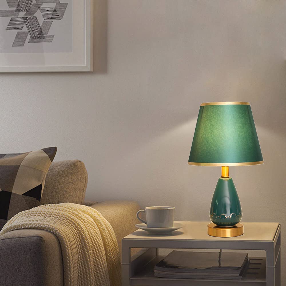 Mengjay E27 Tischlampe, Tischleuchte, Nachttischlampe aus Keramik,Nachttisch Lichtdekoration Schreibtischleuchten,Leichter Körper Tuch Lampenschirm Schlafzimmer Wohnzimmer Tischlampe (B)
