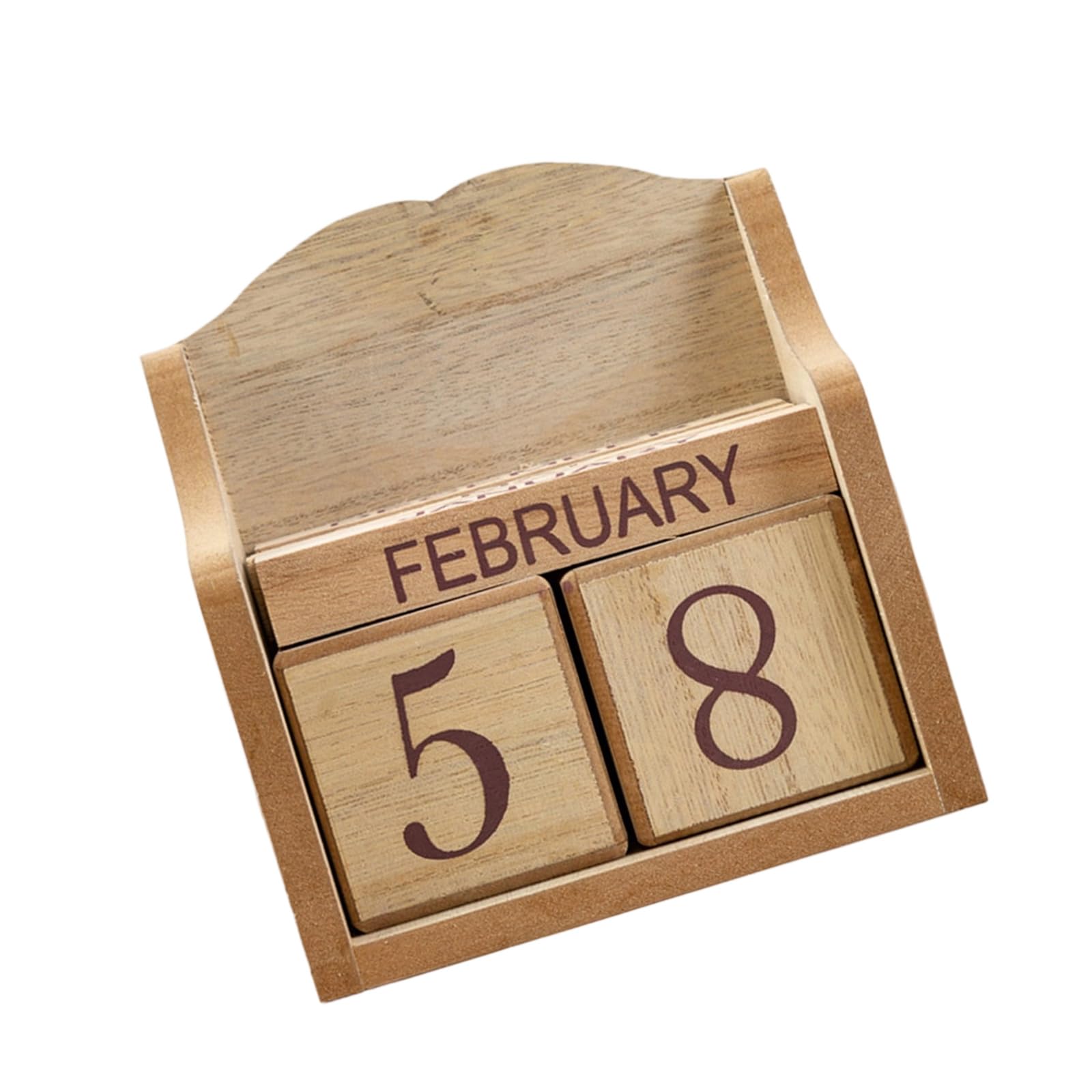 Kalttoy European Pastoral Styles Adjustable Wood Block Permanent Calendar Desktop Decoration Farmhouses Aesthetic Desk Ornament Wooden Vintage Block Permanent Calendar