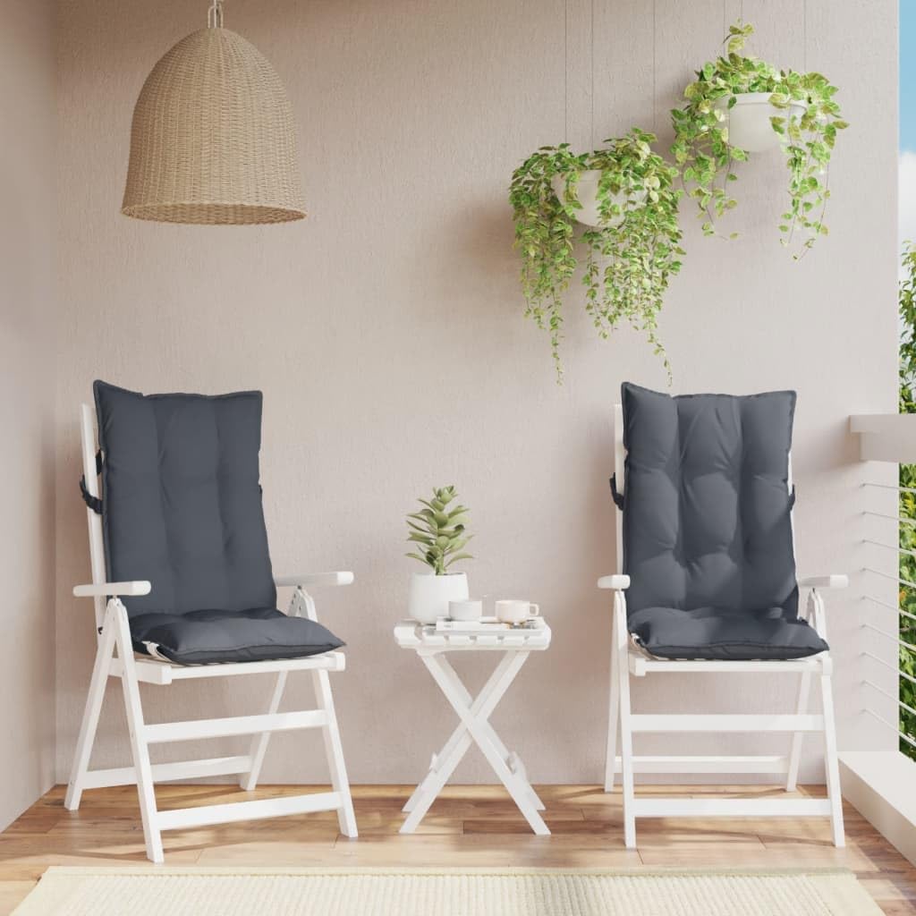 2er Set Hochlehner-Auflagen Anthrazit - Komfortable Gartenstuhl-Auflagen aus Oxford-Gewebe (120 x 50 x 7 cm), Bequeme Polsterung für Gartenstühle & Hochlehner