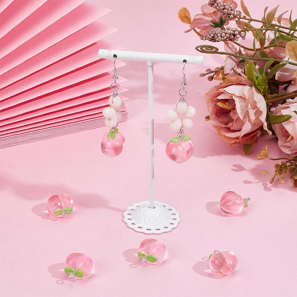 OLYCRAFT 30Pcs Peach Pendants Transparent Resin Pendants Fruit Pendant Pink Peach Charm with Loop 3D Peaches Hanging Pendant for Necklace Bracelet Earrings Jewelry Making DIY Crafts - Image 4