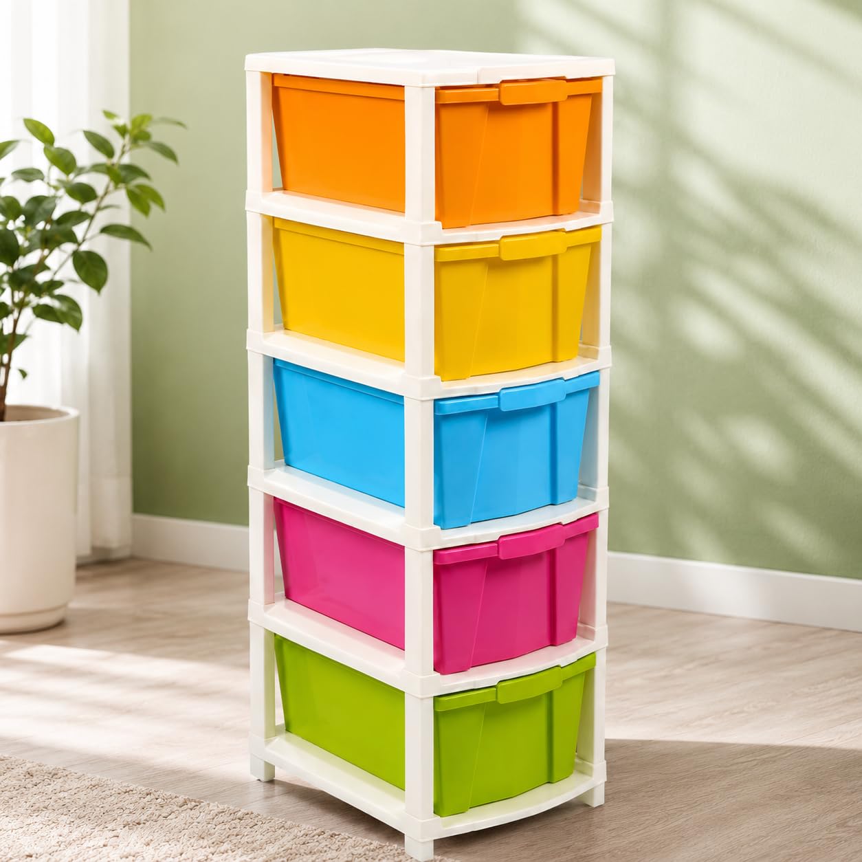 5XL Plastic Modular Drawer System, Heavy-Duty Storage for Office Supplies and Documents