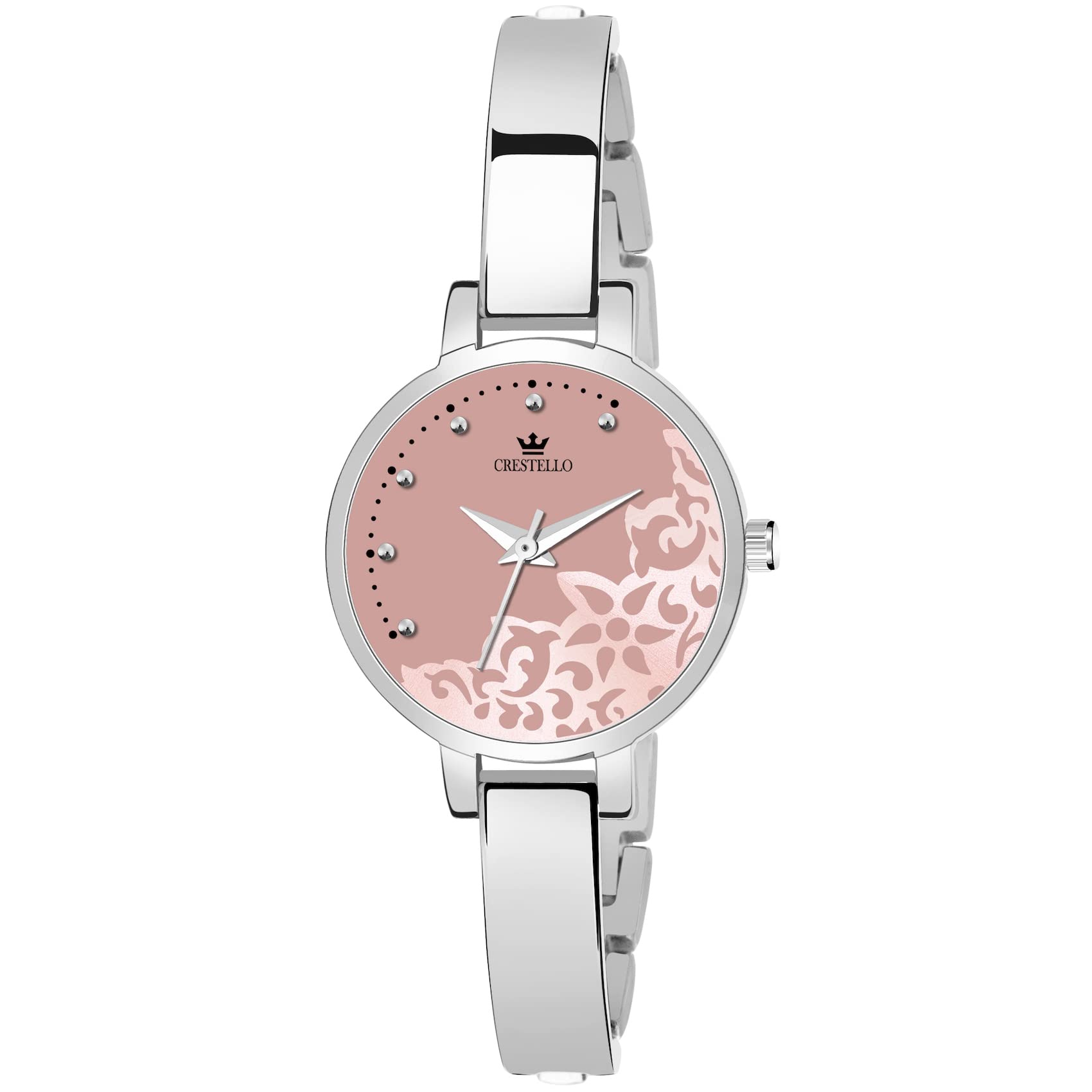CRESTELLO Silver Plated Bracelet Analog Wrist Watch for Women (Pink Dial) | CR-JWL0126-PNKSLV (B0BN8ML814) Amazon Price History, Amazon Price Tracker