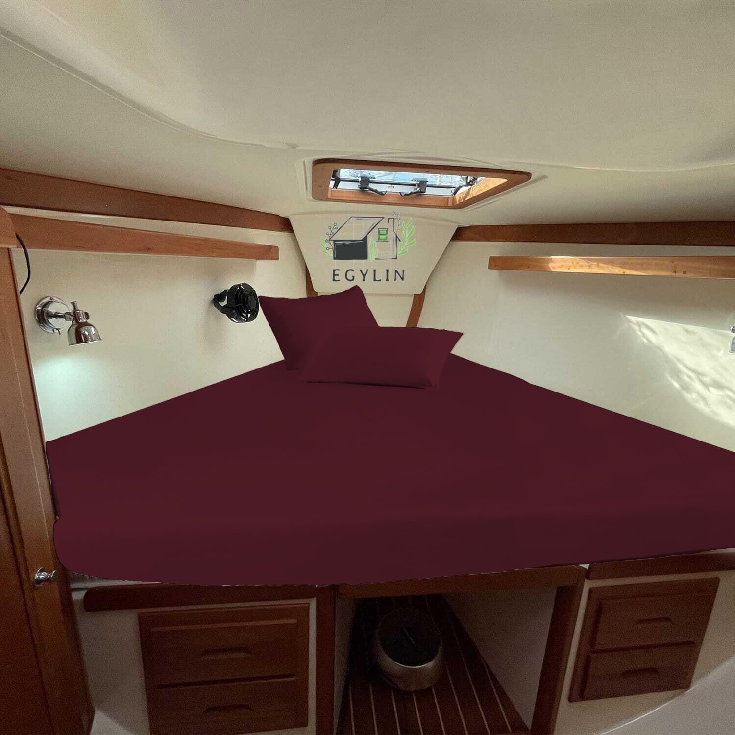 EGYLIN 100% Egyptian Cotton Universal V Berth 3 Piece The Best Boat V Berth Bedding Fits mattresses up to 8” Depth Sheet Set - 800 Thread Count Boat