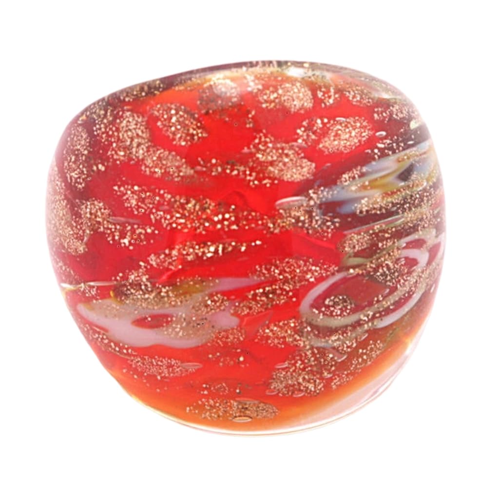 Gmbylby Women's Red R Elegant Ethnic Styles Glass Rings Handmade Colorful For Everyday Wear And Special Occasions