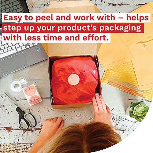 Xfasten Pink Thank You Stickers Roll For Small Business, 500 2-Inch Round Thank You Sticker Tags, Microwave-Safe Thank You Sticker Label Bulk For Packaging, Shipping, Shopping Bags And Envelopes #TOP2