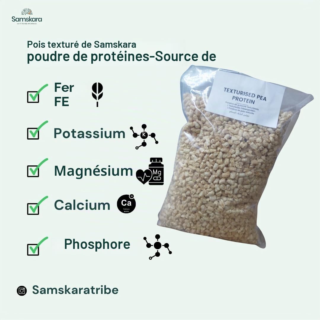 Protéine de pois granulée texturée | agriculture biologique BIO | 100% naturel | viande végétale végétalienne sans gluten sans soja (400gr)