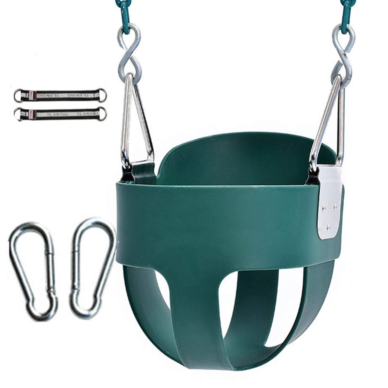 GBHJJ Baby Swing Outdoor, Child Swing Chair, High Back Full Bucket Toddler Swing Set with Plastic Swing Chain to Prevent Scratching (Green),Green(1)