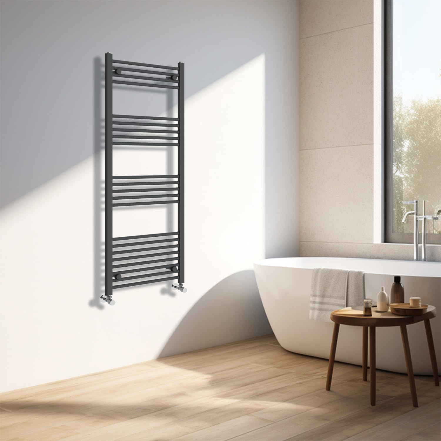Radiador de baño recto antracita 1400x500 mm para calefacción de pared