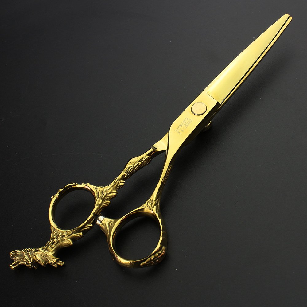 6 'Barber Golden China Dragon Design Tijeras de peluquería profesional y tijeras de entresacar (2pcs)