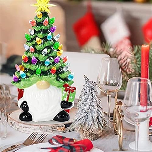 Miniatura 6 de Aioweika Decoraciones de gnomo de árbol de Navidad manualidades de resina de mesa iluminadas lindos adornos para el hogar para familias